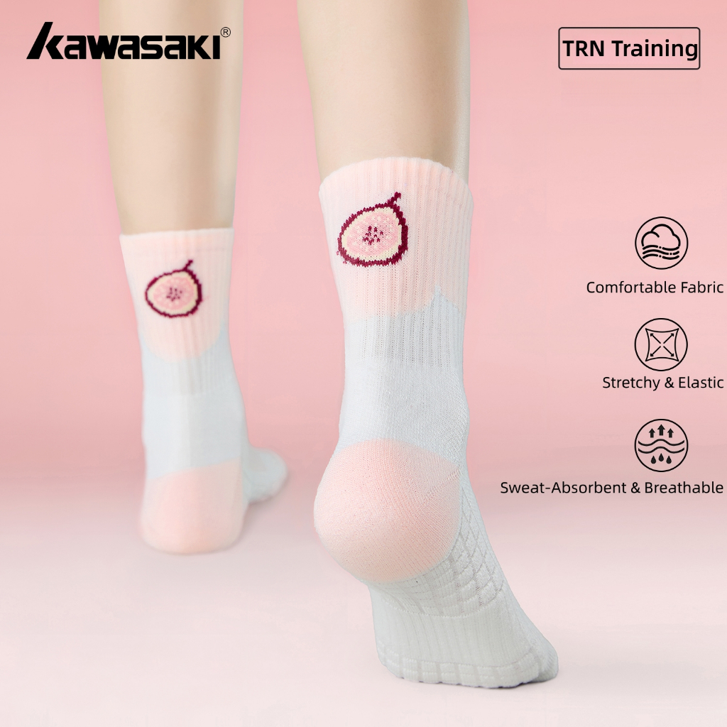 Kawasaki ถุงเท้าแบดมินตัน เทนนิส TRN ถุงเท้าฝึกซ้อม แบบหนาพิเศษ พื้นผ้าขนหนู ระบายอากาศดี เหมาะสำหรั