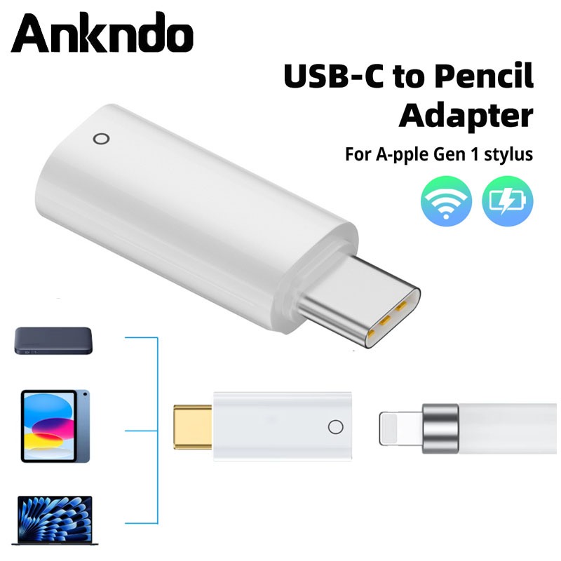 อะแดปเตอร์ USB C ถึงดินสอสําหรับ Aple ดินสอ 1st Generation Light/-ning ดินสอหญิง USB-C ชายอะแดปเตอร์ชาร์จบลูทูธคู่สําหรับ i/Pad 10th Gen