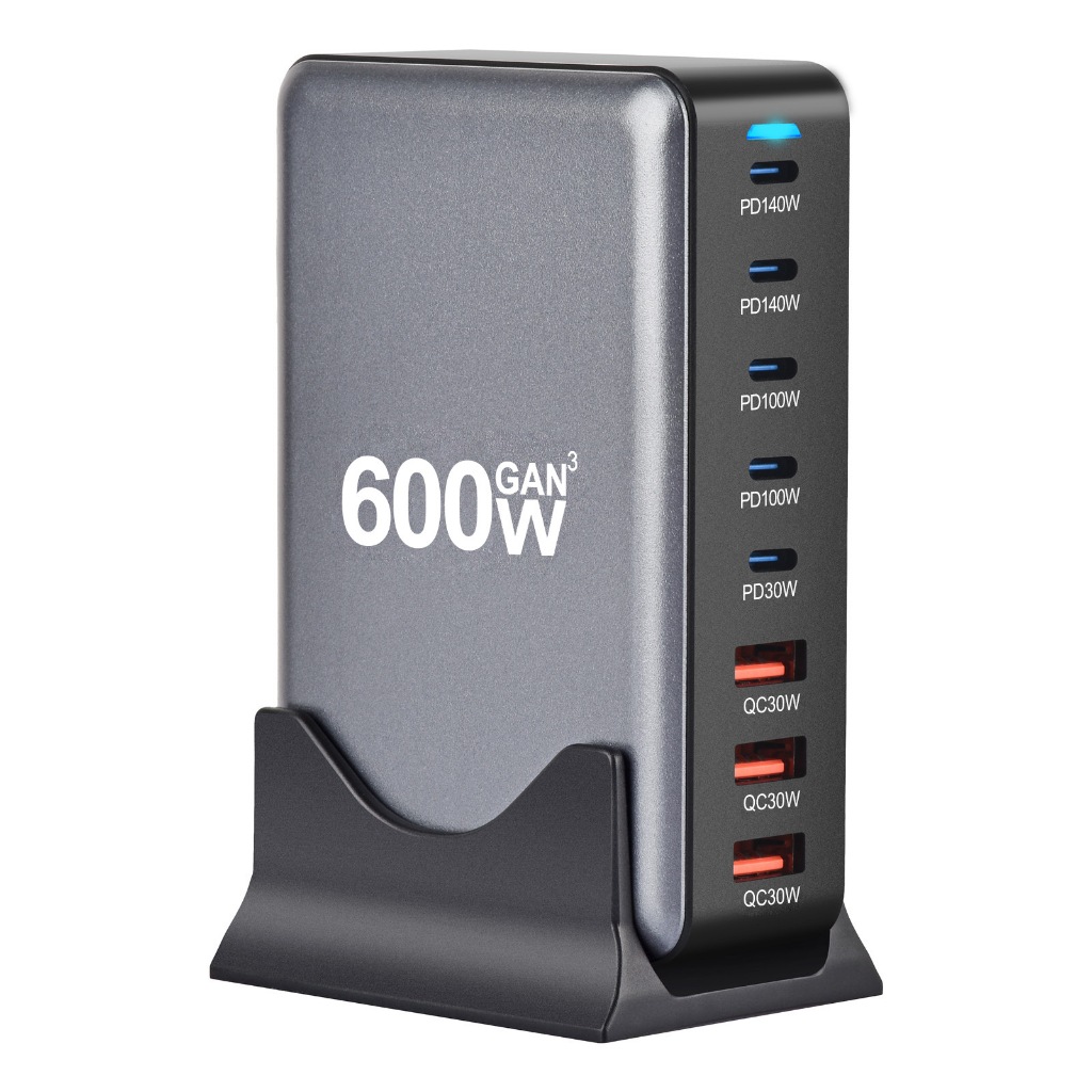 GaN Fast CHARGING เดสก์ท็อปชาร์จที่นั่งหลายพอร์ตเอาต์พุต 500W/600W