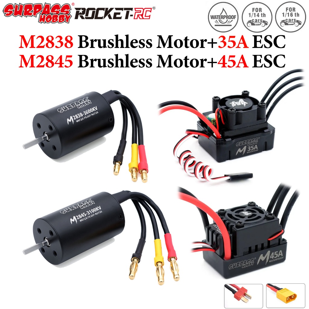 SURPASS HOBBY M2838 M2845 กันน้ํามอเตอร์ไร้แปรง M35A M45A ESC สําหรับ RC 1/12 1/14 1/16 RC รถเรือของ
