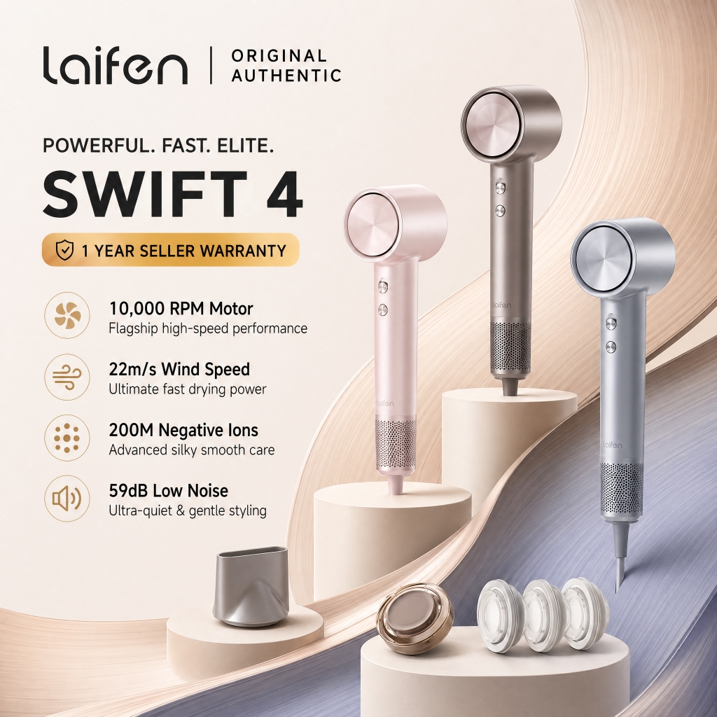 Laifen Swift 4 เครื่องเป่าผมไอออนลบความเร็วสูงแบบใช้มือถือ 1600W