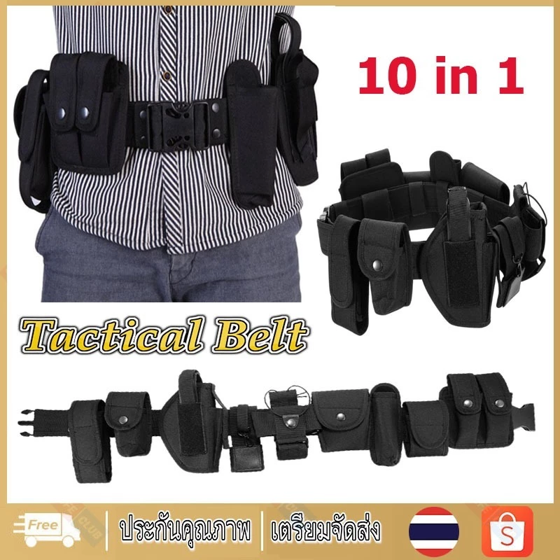 【จัดส่งจากกรุงเทพฯ】Tactical Belt 10 Piece Set Multifunctional Outdoor Belt Security Belt