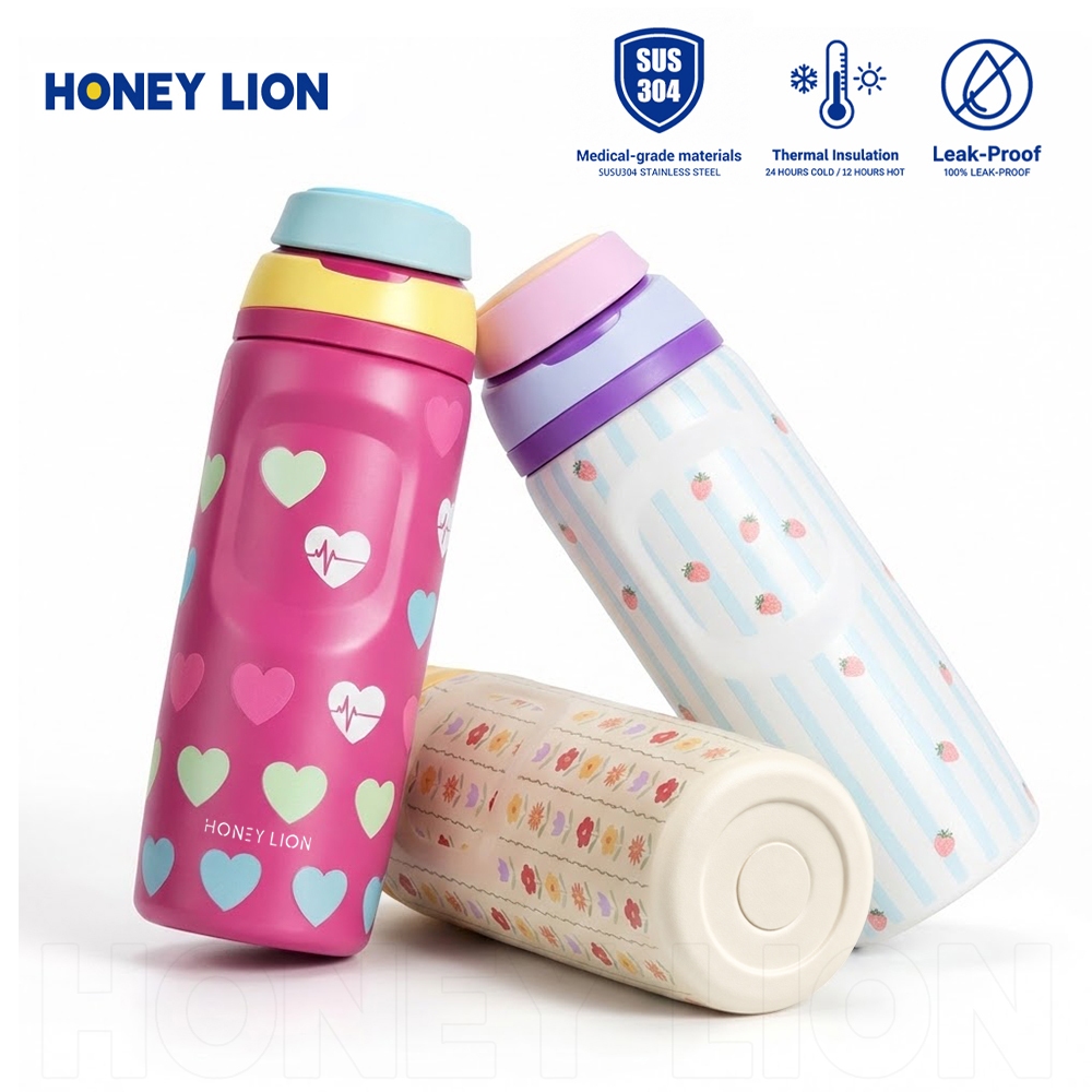 HoneyLion 304 แก้วน้ําสแตนเลสเก็บความร้อนที่ถอดออกได้เต็มรูปแบบทําความสะอาดง่ายแก้วสูญญากาศสําหรับโฮมออฟฟิศโรงเรียนและการเดินทาง