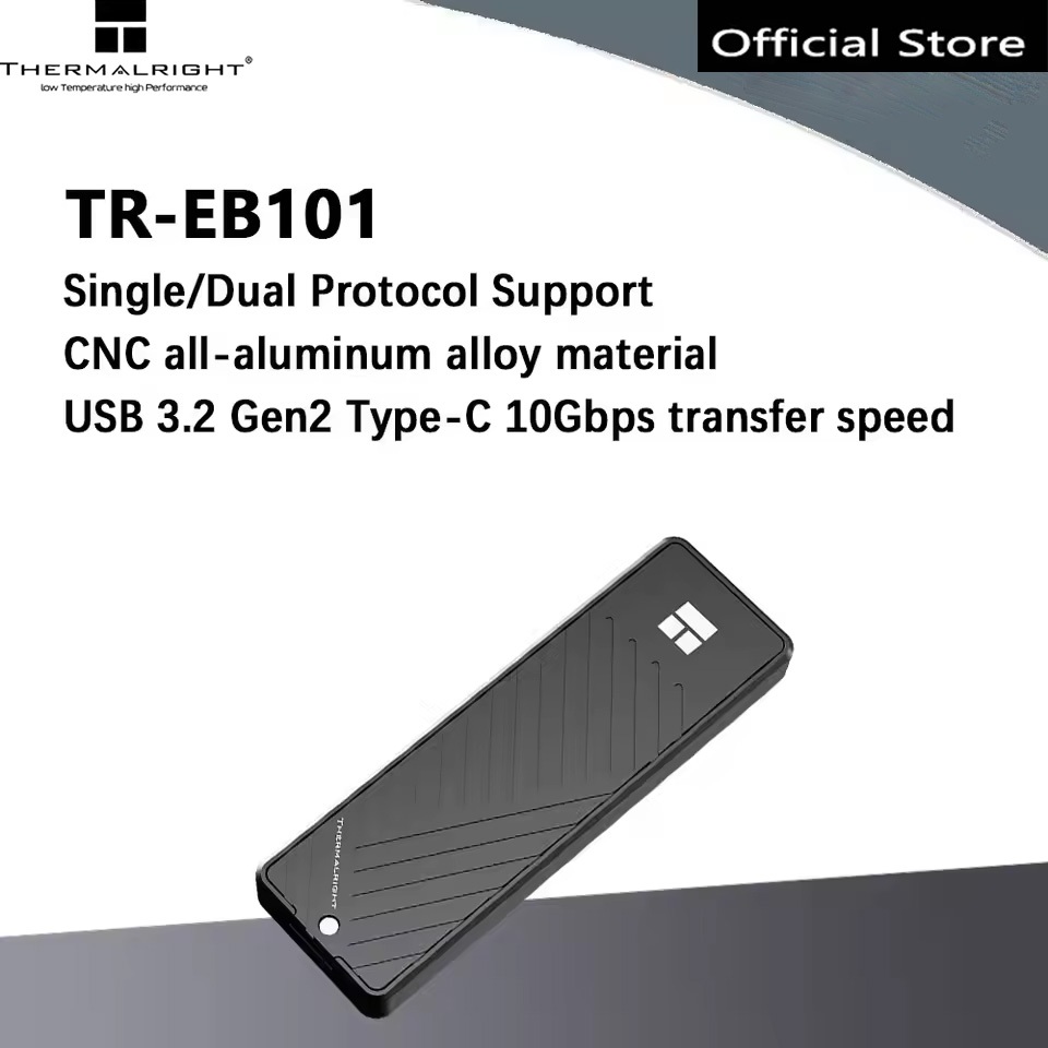 Thermalright กล่อง SSD M.2 NVMe SATA Enclosure 10Gbps USB3.2 GEN2 อะลูมิเนียมเต็มตัว ระบายความร้อนสูง รองรับ M Key B Key สำหรับโน้ตบุ๊ก มือถือ PS5 TR-EB101 สีดำ