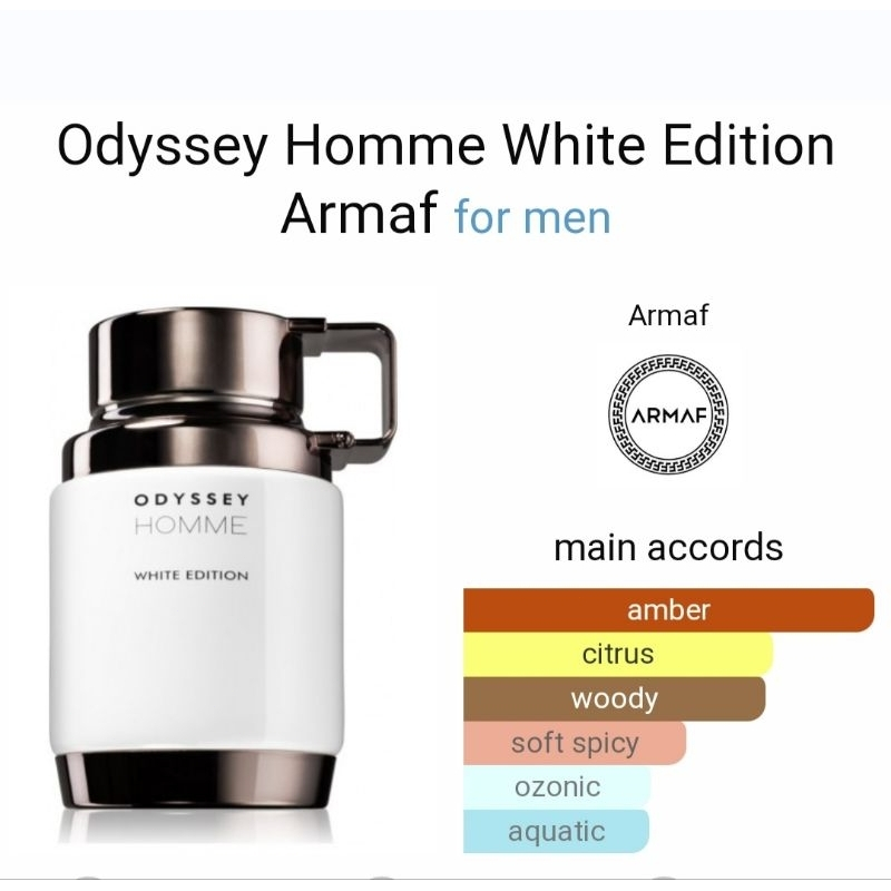 ต้นฉบับต้นฉบับ ✅ ODYSSEY HOMME WHITE EDITION 100ML สําหรับผู้ชาย EAU DE PARFUM BY ARMAF