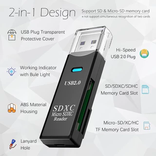 เครื่องอ่านการ์ด SD อะแดปเตอร์อ่านการ์ดหน่วยความจํา Micro USB TF ความเร็วสูง 2 IN 1 สําหรับโทรศัพท์พีซีแล็ปท็อป