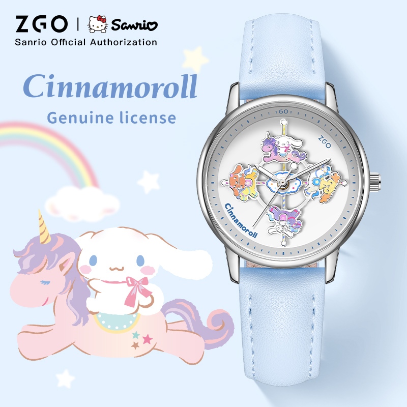 ZGO x Sanrio  Cinnamoroll นาฬิกาเด็กหญิงกันน้ำ น่ารักสร้างสรรค์ ของขวัญวันเกิด-เปิดเทอม เหมาะสำหรับนักเรียนใช้ 2121
