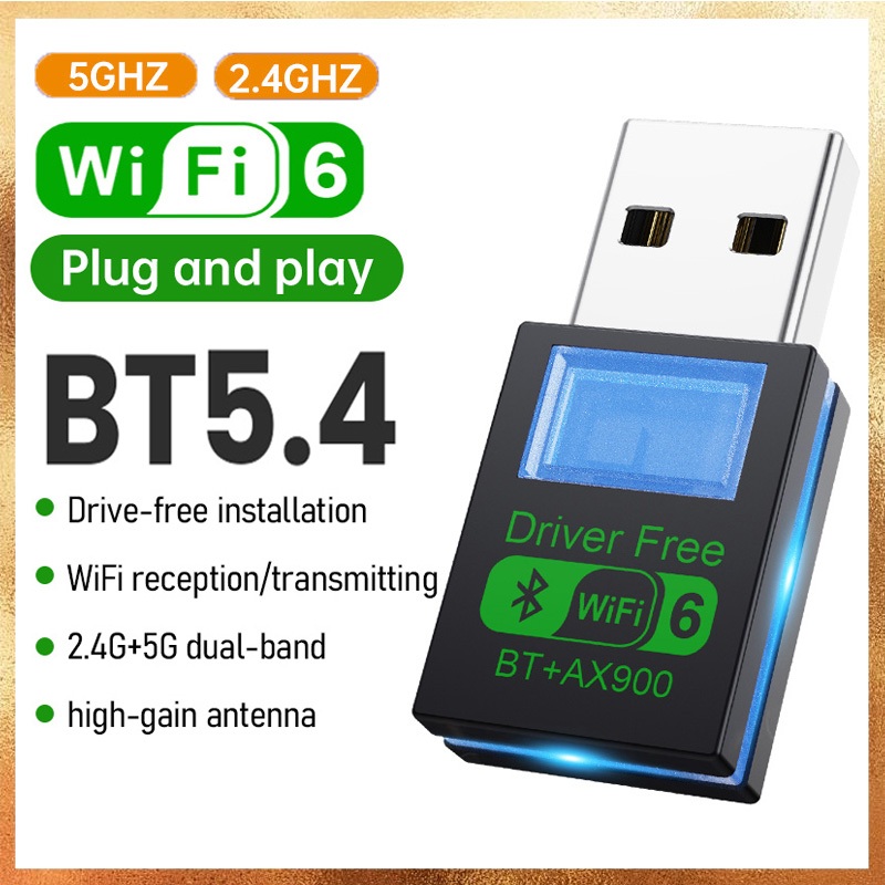 2-in-1 Driver ฟรีการ์ดเครือข่าย WiFi6 บลูทูธ 5.4 AX900Mbps Dual Band 2.4G + 5GHz Wireless Receiver A