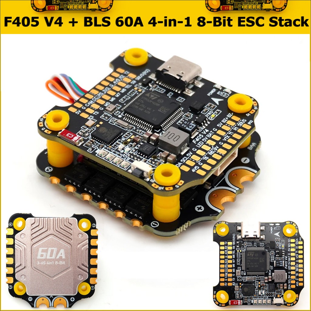 F405 V4 F4 ควบคุมการบิน FC สนับสนุน BetaFlight/INAV BLS-60A 4in1 ESC Stack สําหรับ RC FPV Racing Drone เครื่องบิน Quadcopter DIY อะไหล่