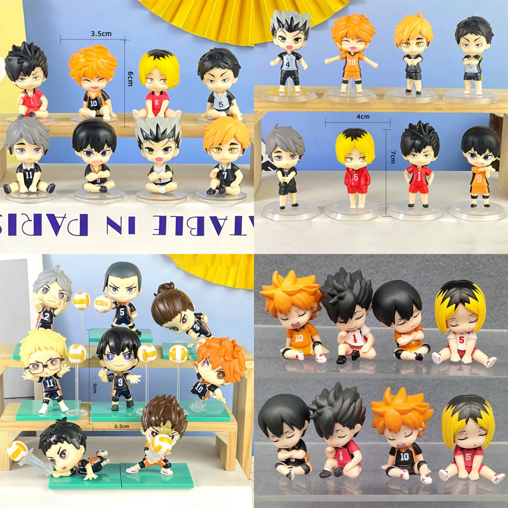 4ชิ้น/8ชิ้น/เซ็ต อะนิเมะ ไฮคิว!! รุ่น Q ตําแหน่งนั่ง Hinata Shoyo Kozume Kenma Sugawara Koushi Bokuto Kourarou PVC Action Figure เดสก์ท็อปตกแต่งตุ๊กตาของเล่น