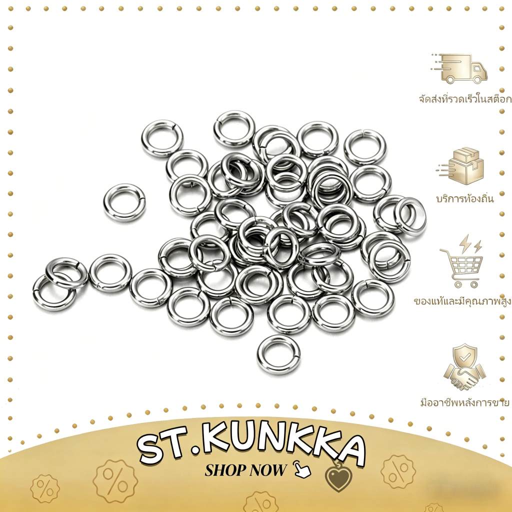 St.kunkka 200 ชิ้น / ล็อต 4 5 6 8 10 มม ห่วงแหวนสเตนเลส สำหรับทำเครื่องประดับ18Kแหวน