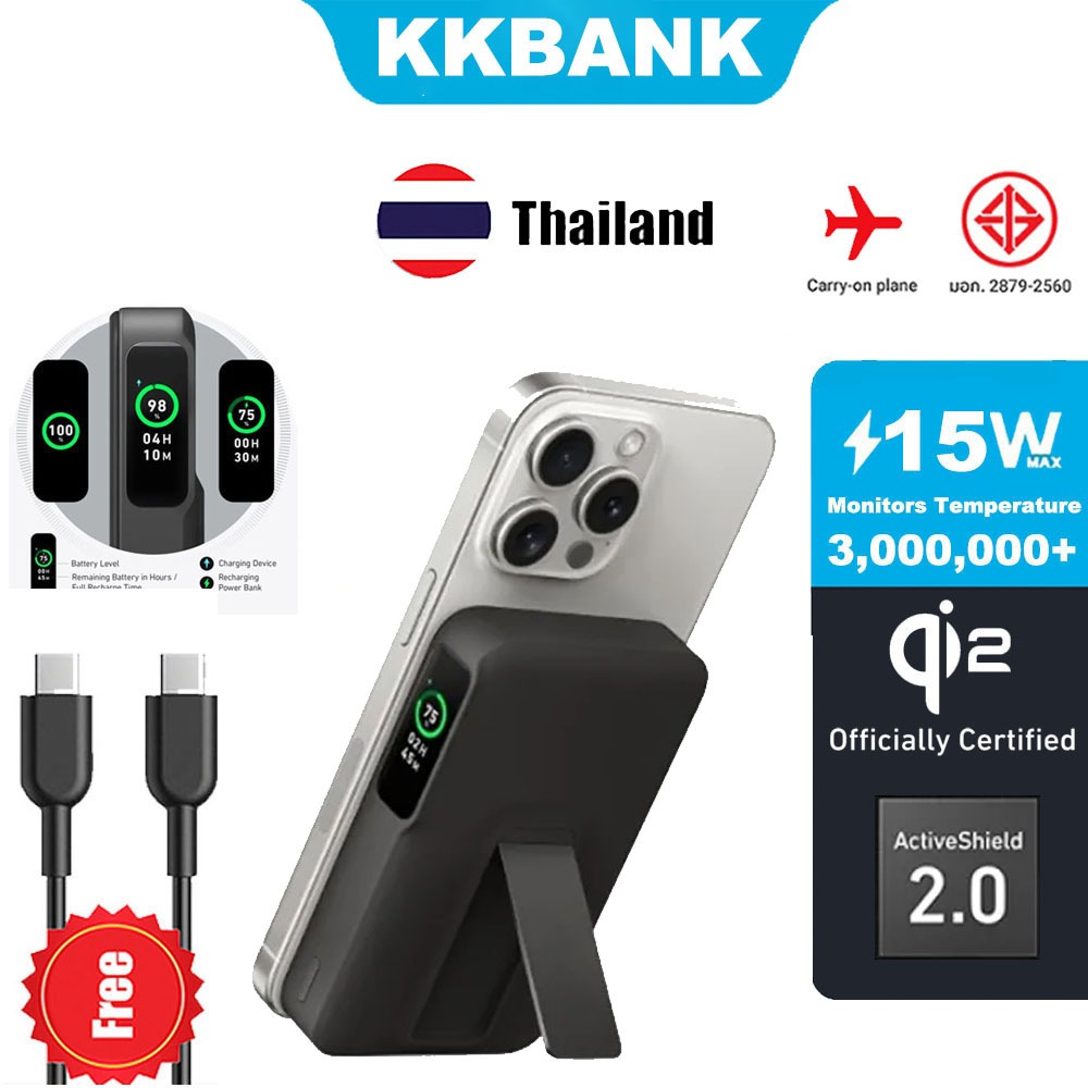 KKABNK By ANK Qi2 15W 10000mAh PowerBank A1654 Qi2 ได้รับการรับรอง 15W เครื่องชาร์จแบบพกพาที่รองรับท