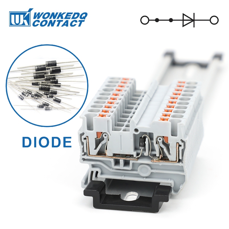 10 ชิ้นไดโอด Terminal Block PT2.5-DT Push-in Connector 1N4007 1A/1200V Din Rail Terminals PT 2.5-DT