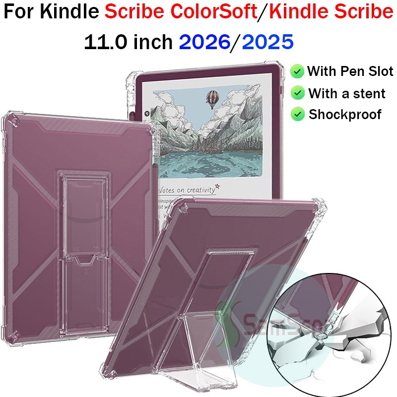 Stand Case สําหรับ Kindle Scibe ColorSoft / Kindle Scibe 11.0 2026 2025 นุ่มโปร่งใส Anti-Drop พร้อมช