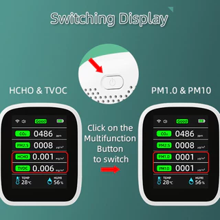 SMCP Tuya Wifi แบบพกพา Air คุณภาพเมตร 8in1 PM1.0 PM2.5 PM10 CO2 TVOC HCHO อุณหภูมิและความชื้นเครื่องทดสอบหน้าจอสี LCD เครื่องตรวจจับคาร์บอนไดออกไซด์พร้อมวันที่เวลาจอแสดงผล Functi