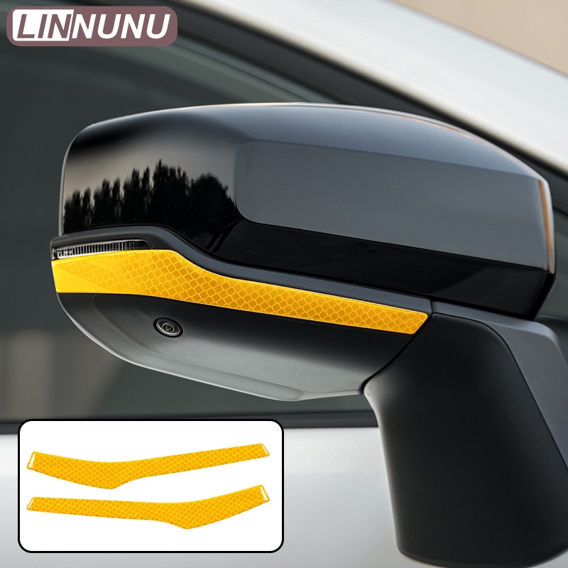 LINNUNU กระจกมองหลังรถยนต์แถบสะท้อนแสงหยดกาว Anti-Collision สติกเกอร์สําหรับ Toyota RAV4 XA60 2026 2