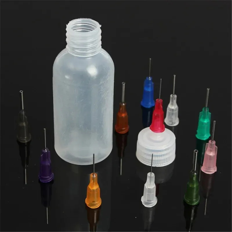 30ml/50ml กาวโปร่งใสขวด Polyethylene เข็ม Dispenser Dispensing ขวดสําหรับ Rosin Solder Flux วาง 11 เข็ม