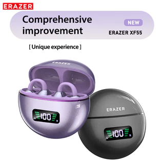 ERAZER XF55 Al สมาร์ทคําแบบเรียลไทม์หูฟังบลูทูธตัดเสียงรบกวน TWS คลิปหูหูฟังบลูทูธ 6.0 พร้อมจอแสดงผล LED หูฟังไร้สายไฮไฟสเตอริโอ