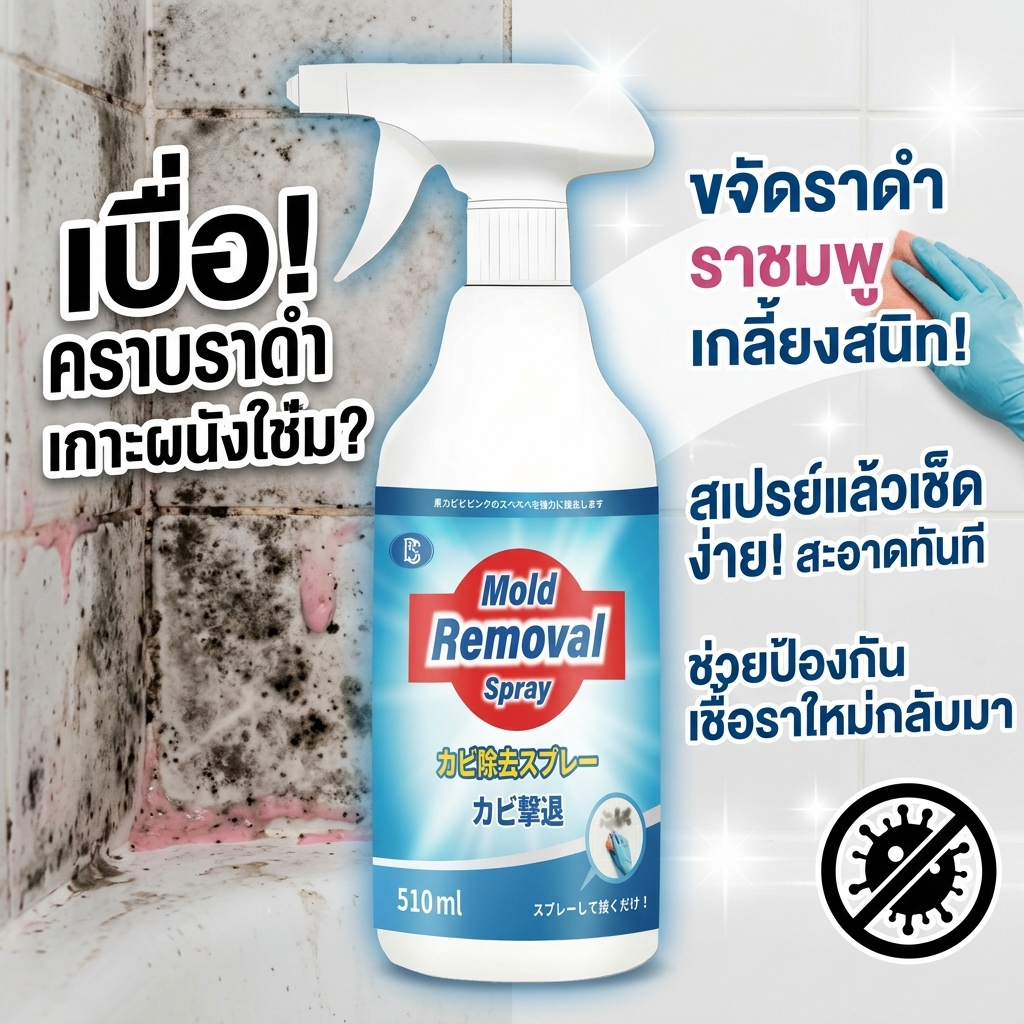 ฉีดเดียว คราบหายทันที! SG น้ำยาฆ่าเชื้อรา สเปรย์กำจัดเชื้อรา กำจัดเชื้อรา 510ml นำเข้าจากญี่ปุ่น ป้องกันเชื้อรา
