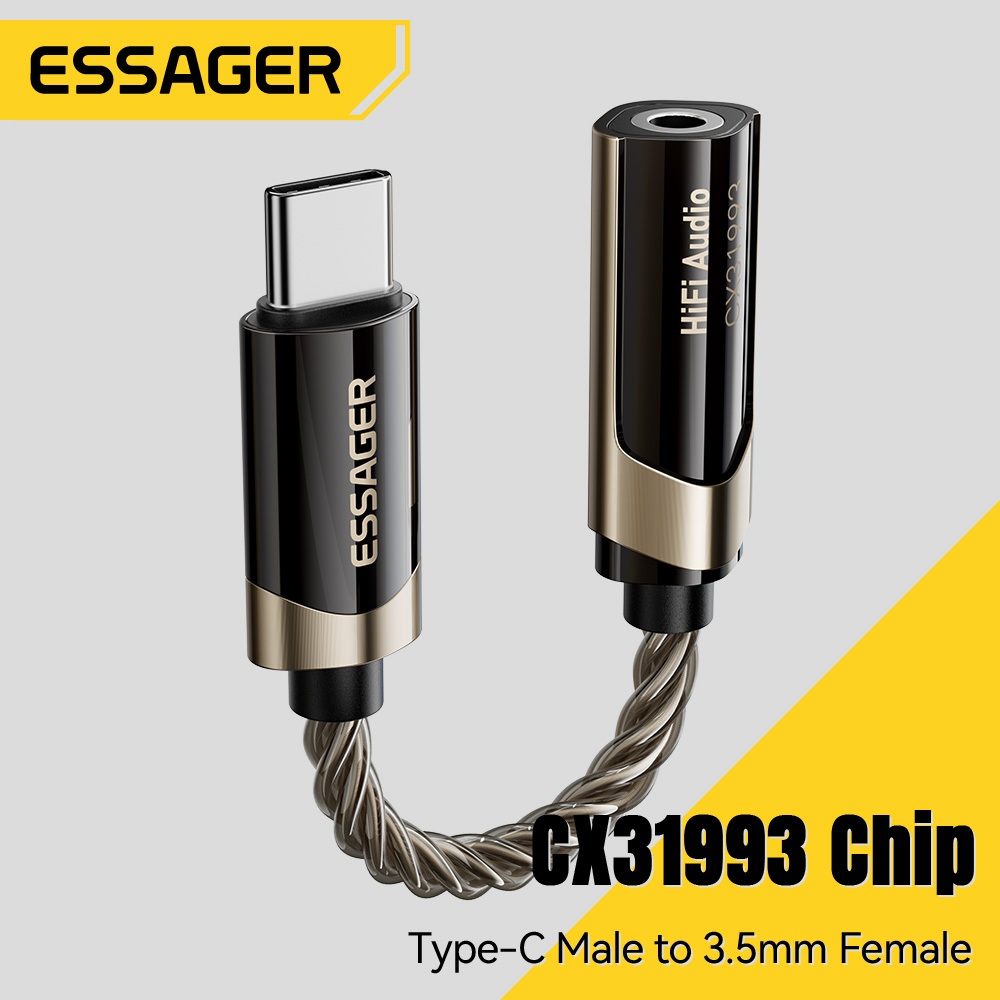 สายเคเบิลอะแดปเตอร์เสียงไฮไฟ Essager Type-C ถึง 3.5 มม. - ปลั๊กและเล่นที่รองรับอย่างแพร่หลาย