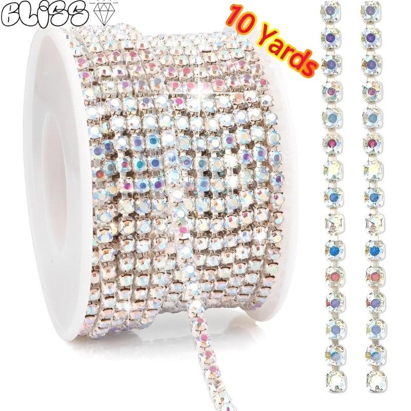 10 หลาของโซ่ 2 มม. SS6 โซ่รูปเล็บสําหรับเย็บตกแต่งเสื้อผ้างานแต่งงาน