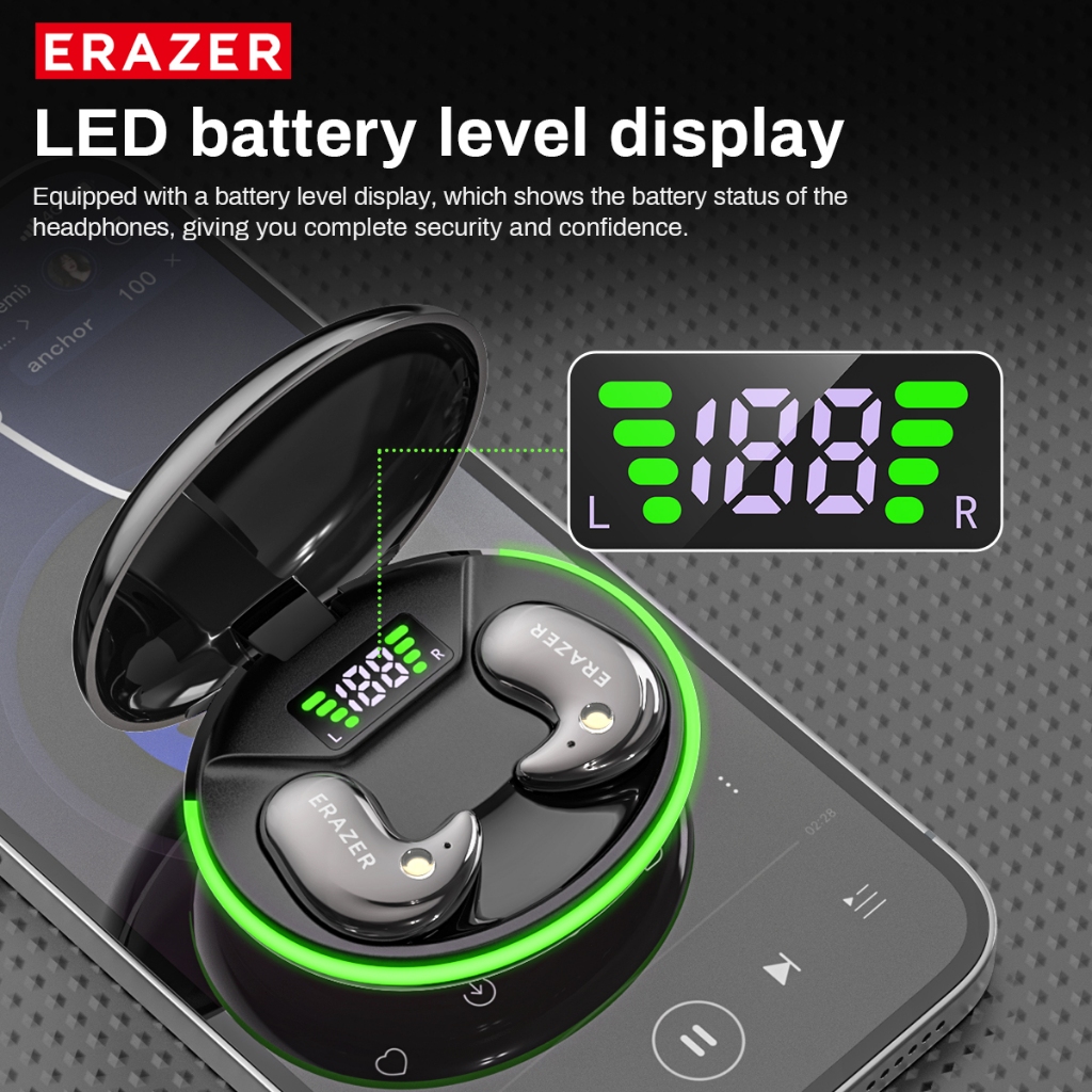 ERAZER XF58 LED หูฟังบลูทูธไฮไฟ V6.0 AI หูฟังแปล ENC หูฟังไร้สายตัดเสียงรบกวนอัตโนมัติ