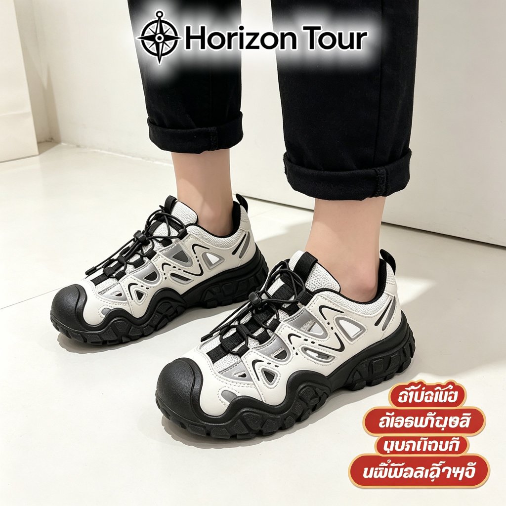 Hollow Breathable Hole รองเท้า Soft Sole Anti-slip รองเท้าเดินป่ากลางแจ้งน้ําหนักเบา All-match กีฬารองเท้าลําลองผู้หญิง