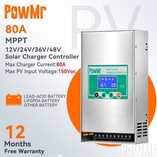 Auto Detect พัดลม CoolingPowMr MPPT 80A Solar Charge Controller 12 V/24 V/36 V/48 V Auto Max PV อินพุต 150Vdc Solar Controller สนับสนุนตะกั่วกรด Lipof4 แบตเตอรี่ 1 ปีฟรีรับประกัน
