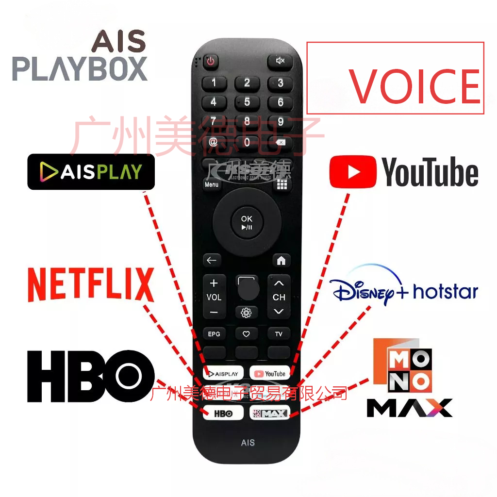 Remote กล่องสัญญาณ AIS PLAY BOX (สั่งงานด้วยเสียง) สําหรับรีโมทคอนโทรล Universal AIS PLAYBOX ทุกรุ่น