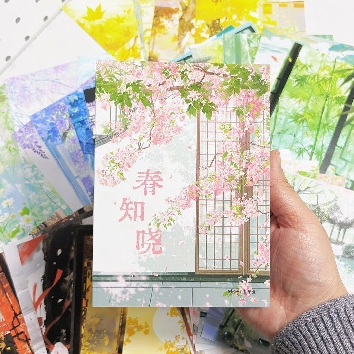 กระดาษพื้นหลังโบราณ A6 ชุดสมุดวัสดุ DIY ลายสี่ฤดูกาล ตกแต่งแฮนด์บุ๊ก