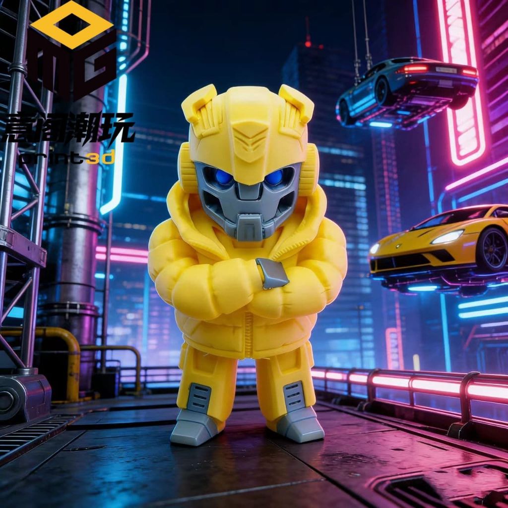 Transformers Autobot Bumblebee รุ่น Q เสื้อแจ็คเก็ตดาวน์รุ่น 3D พิมพ์รุ่นรูปตุ๊กตาเดสก์ท็อปตกแต่ง