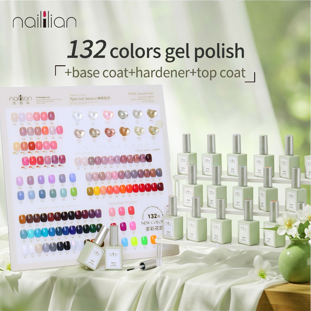 Naililian 132 สีทาเล็บสีกาวชุดสีกาวเจลยาทาเล็บกาวสำหรับร้านทำเล็บเจลน้ำยาทาเล็บ 001-067
