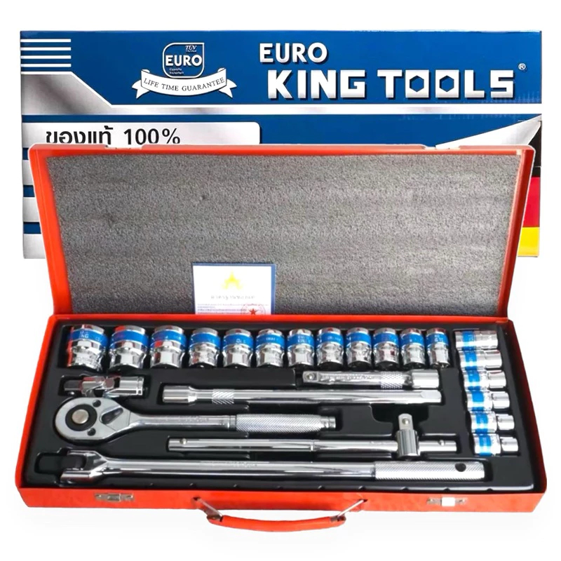 ชุดบล็อกดำ 24 ชิ้น ขนาด 1/2 (4หุน) EURO KING TOOLS ชุดเครื่องมือ ประแจ มีให้เลือก ลูก 6 เหลี่ยม และ 12 เหลี่ยม