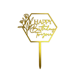 NewPack of 10pcs เค้กวันเกิดแฮปปี้ Topper อะคริลิคดอกไม้ผีเสื้อเค้กวันเกิด Topper Birthday Party Decor