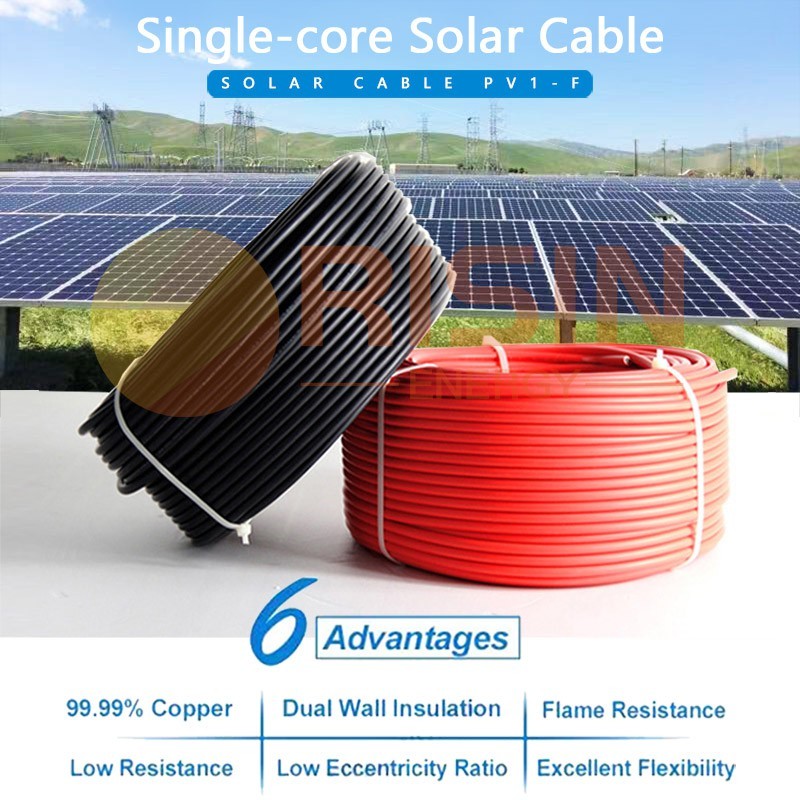 (ทองแดง 100%) PV1-F Solar Cable 4-6mm2 PV Panel Wire UV Resiitant XLPE Insulation