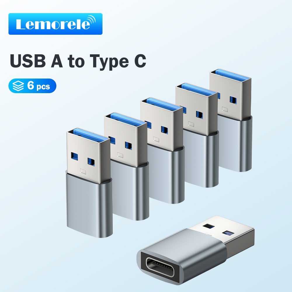อะแดปเตอร์ OTG หกแพ็คLemorele ACS002A ตัวแปลง USB A ถึง Type C 3.2 10Gbps สําหรับแท็บเล็ต/โทรศัพท์/พีซี