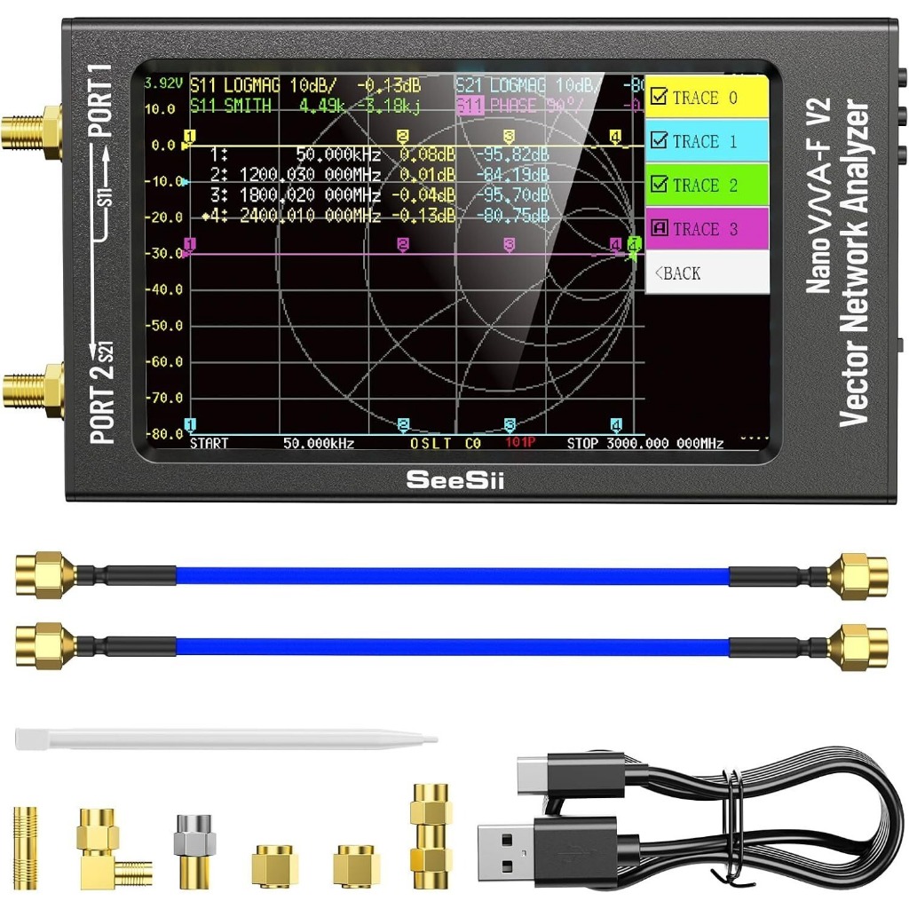อัพเกรด NanoVNA-F V2 Vector Network Analyzer 50kHz-3GHz HF VHF UHF VNA เครื่องวิเคราะห์เสาอากาศ 4.3 