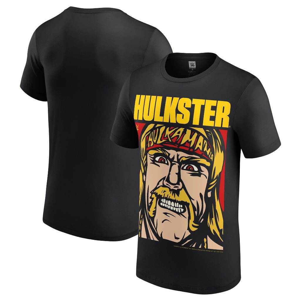 เสื้อยืดการ์ตูน Wwe Mens Black Hulk Hogan