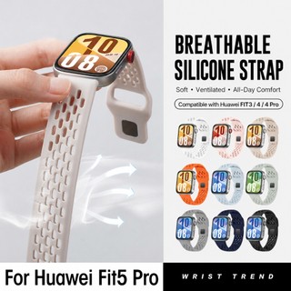 Breathable กีฬาซิลิโคนสําหรับ Huawei นาฬิกา Fit 5 Pro Watchband Multi-Holes กันน้ําซิลิโคนเหลวนุ่มสําหรับ Huawei นาฬิกา Fit5 Fit4 Fit3 เปลี่ยน Band