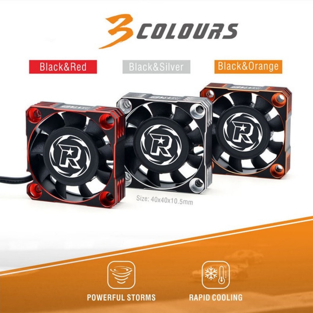 Rocket 40 มม. 16000RPM พัดลมระบายความร้อนโลหะสําหรับ 1/8 1/10 RC มอเตอร์ไร้แปรงรถ