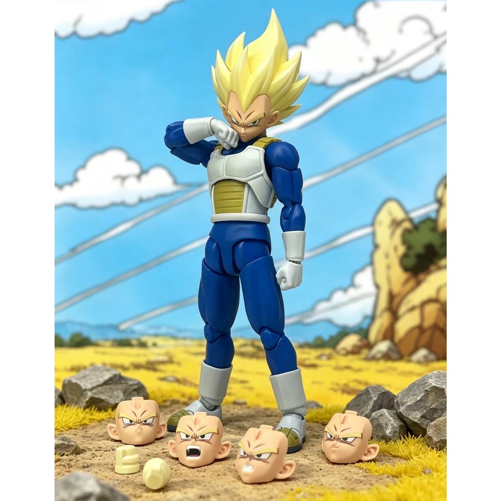 Sixnine Dragon Ball Vegeta Super Saiyan Red และ Blue Head Sculpt Accessory Pack