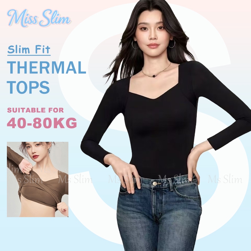 เสื้อตัวในแขนยาวอุ่นไร้รอยต่อ 3-in-1 สําหรับผู้หญิงพร้อมบราในตัวบํารุงผิวคอต่ําทรงสลิมฟิตสําหรับฤดูใบไม้ร่วงและฤดูห