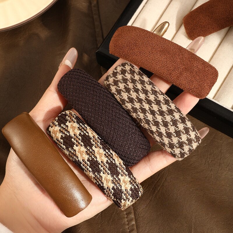 Merad Houndstooth กิ๊บติดผมหญิงด้านข้าง Bangs คลิป Retro Classy ผมหัก bb คลิป Headdress