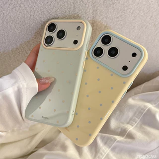 แฟชั่นสีทึบ Polka Dot ครีมเคลือบเงาเคสโทรศัพท์กันกระแทกสําหรับ iPhone 17 16 15 14 13 Pro Max 17Pro