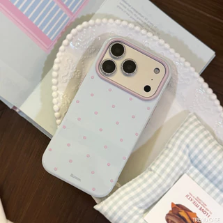 แฟชั่นสีทึบ Polka Dot ครีมเคลือบเงาเคสโทรศัพท์กันกระแทกสําหรับ iPhone 17 16 15 14 13 Pro Max 17Pro