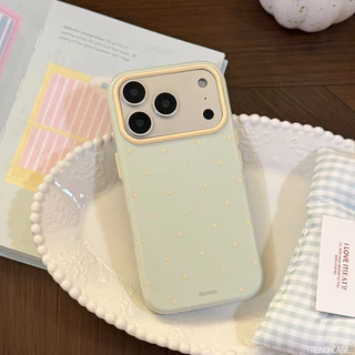 แฟชั่นสีทึบ Polka Dot ครีมเคลือบเงาเคสโทรศัพท์กันกระแทกสําหรับ iPhone 17 16 15 14 13 Pro Max 17Pro