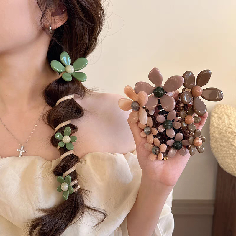 ดอกไม้สายโทรศัพท์แหวนผมแถบคาดศีรษะตรงหญิง 2026 สไตล์ใหม่ High-End ins Bubble Braided Hair Handy เครื่องมือ