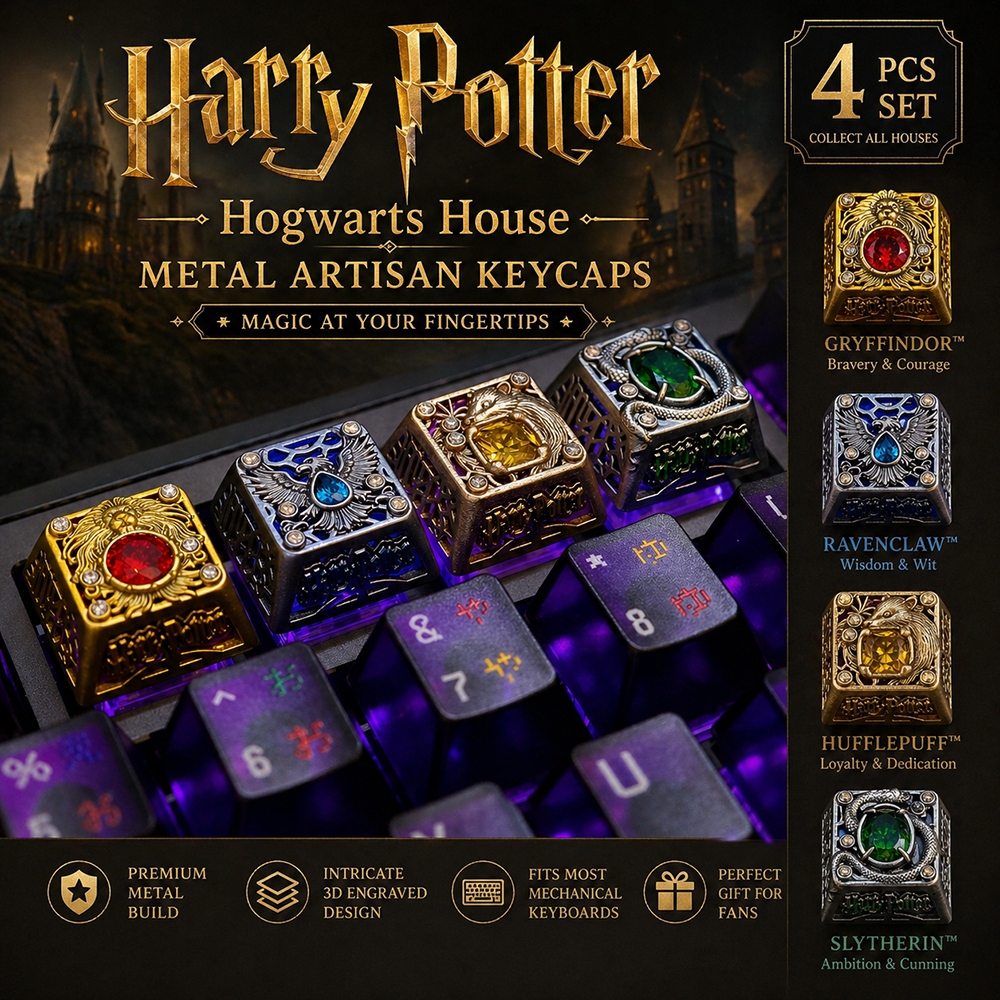 Hogwarts Four Houses Metal Artisan Keycap Backlit Custom Mechanical Keyboard Keycap Fan ของขวัญสะสม
