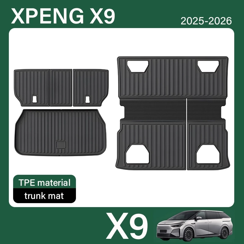 เหมาะสำหรับ 2025 2026 XPENG X9 แผ่นรองพื้นห้องโดยสารด้านหลัง แผ่นรองพื้นที่เก็บของ แผ่นรองพื้นท้ายรถแบบดัดแปลง เบาะนั่ง TPE อุปกรณ์ตกแต่งภายใน