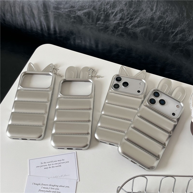 IPhone 17 Pro Max เคสโทรศัพท์ลายต่างหูสามมิติชุบเงิน TPU วัสดุ